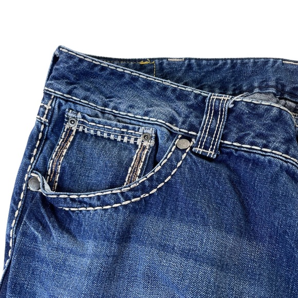 Rock 47 Denim Boot Cut Jeans Thick Accent Stitching in Size 40 x 34 -100% Cotton - Picture 6 of 14